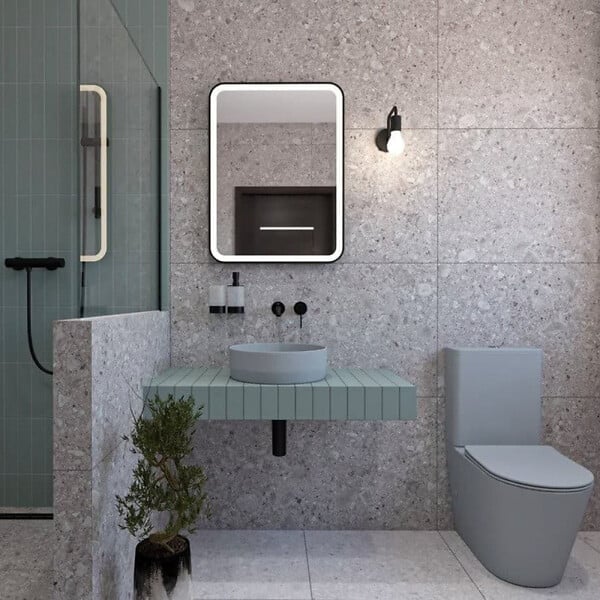 SWISS AQUA TECHNOLOGIES - Swiss Aqua Technologies Infinitio WC à poser complet en céramique avec abattant SoftClose, gris mat (SATINF031VPSNLGRM) - large