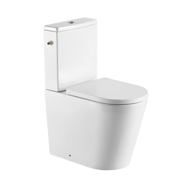 SWISS AQUA TECHNOLOGIES - Swiss Aqua Technologies Brevis WC à poser complet sans bride en céramique avec abattant SoftClose, rinçage Vortex, blanc (SATBRE031RTORVP) - large
