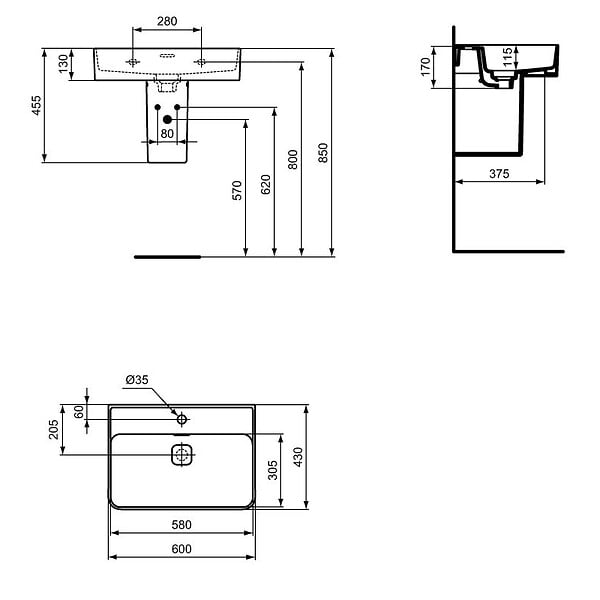 IDEAL STANDARD - Ideal Standard Strada II lavabo 600x430 mm 1 trou + Swiss Aqua Technologies Aurum mitigeur lavabo sur pied, or rose brossé (T300001SAT271BRG) - large