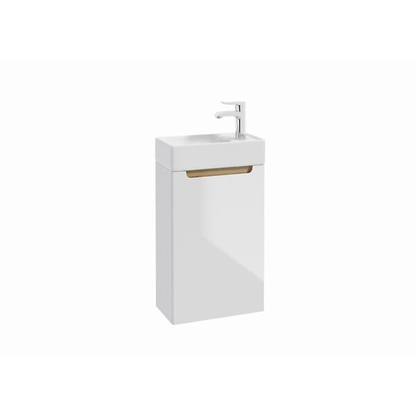 NATUREL - Naturel Meuble de salle de bain avec lavabo en céramique, Stilla, 39x60x22 cm blanc (STILLAD04008U) - large