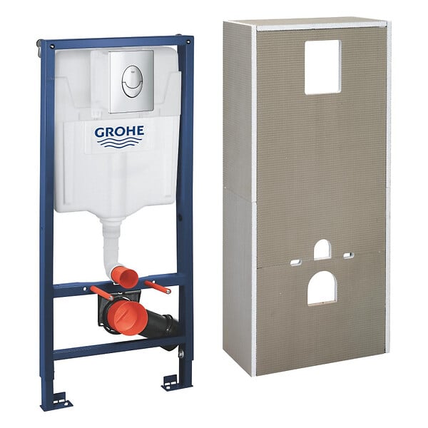 GROHE - Grohe Solido + pack WC bâti-support 4 en 1 + WC suspendu sans bride Grohe avec abattant SoftClose + plaque (GRGRWR02-FR) - large