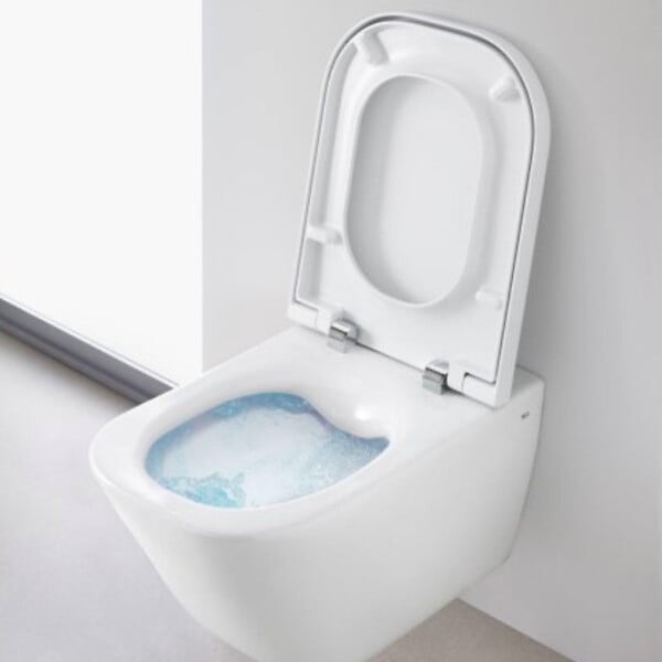 VILLEROY & BOCH - Pack WC bâti-support sol-mur + WC suspendu sans bride Roca avec abattant SoftClose + plaque (VBROGAWR01-FR) - large