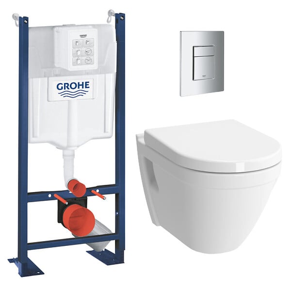 GROHE - Grohe Pack WC Bâti Rapid SL Autoportant + Cuvette Vitra S50 + Abattant soft close + Plaque chrome (ProjectS50softclose-1-SP) - large