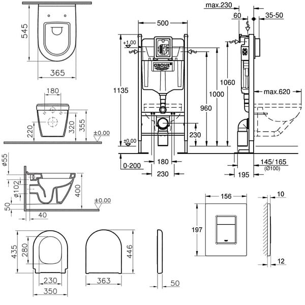 GROHE - Grohe Pack WC Bâti Rapid SL Autoportant + Cuvette Vitra S50 + Abattant soft close + Plaque chrome (ProjectS50softclose-1-SP) - large