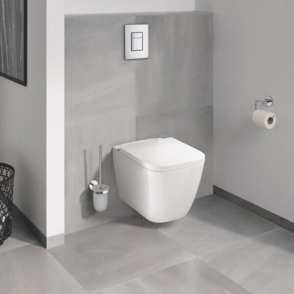 GROHE - Grohe Solido pack WC suspendu + cuvette sans bride + plaque de commande chromée, isolant et habillage à carreler (G36535000) - large