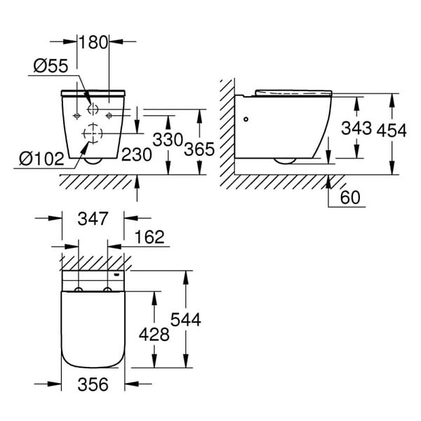 GROHE - Grohe Solido pack WC suspendu + cuvette sans bride + plaque de commande chromée, isolant et habillage à carreler (G36535000) - large