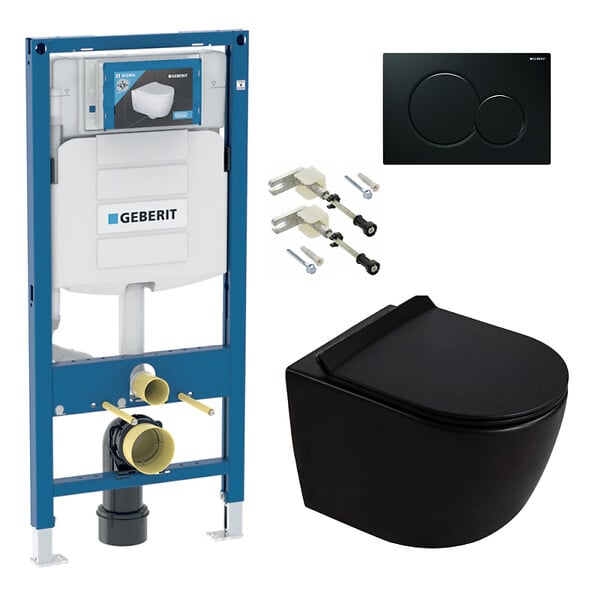 GEBERIT - Duofix pack WC bâti-support + WC suspendu sans bride Ceramia PixL avec abattant SoftClose + plaque (GEDCEPXBMT07-FR) - large