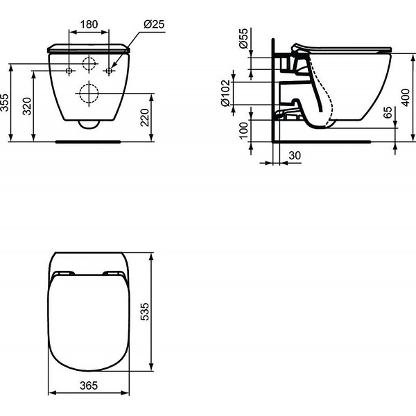 VILLEROY & BOCH - ViConnect Pro S Pack WC Bâti-support Villeroy & Boch + Cuvette Ideal Standard sans bride fixations invisibles + Plaque - large