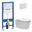 GEBERIT - Duofix UP100 Pack WC bâti + WC suspendu sans bride avec abattant SoftClose Swiss Aqua Technologies + plaque (GEBSTBRWR02MAN-FR) - vignette