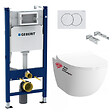 GEBERIT - Geberit + Swiss Aqua Technologies Pack WC sans bride Infinitio, fixations invisibles + Abattant softclose slim + Bâti support Geberit UP100 + Plaque blanche - vignette