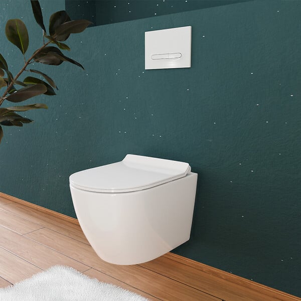 GEBERIT - Duofix pack WC bâti-support UP100 + WC suspendu sans bride Ceramia avec abattant SoftClose + plaque blanche (GEBCEPXWT01FR-FS) - large