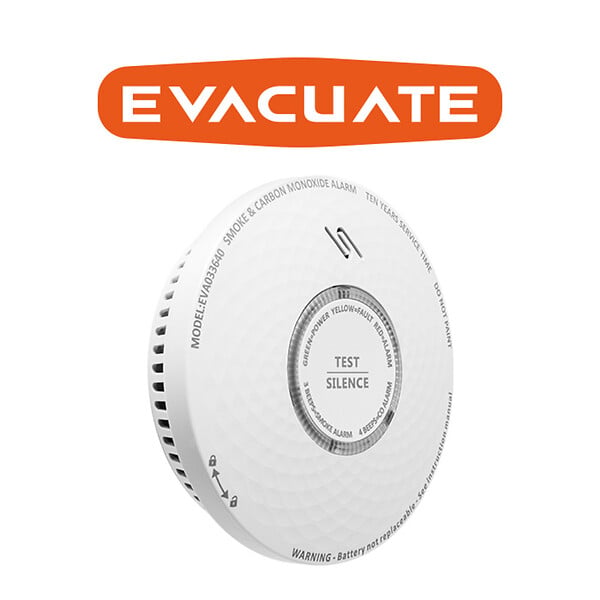 EVACUATE - Détecteur combiné de fumée et de monoxyde de carbone Autonomie 10 ans Garantie 3 ans-EVACUATE - large