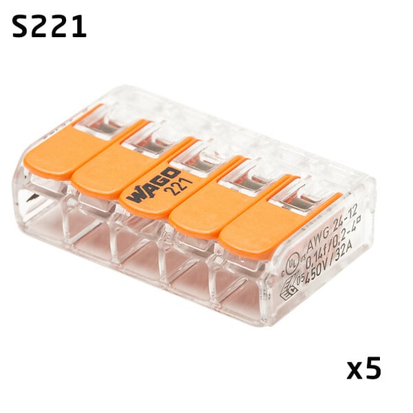 WAGO - Blister panaché de 40 bornes de connexion automatique 2,3 et 5 entrées  S221 - large
