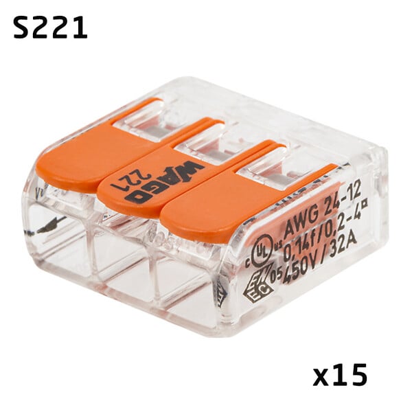 WAGO - Blister panaché de 40 bornes de connexion automatique 2,3 et 5 entrées  S221 - large
