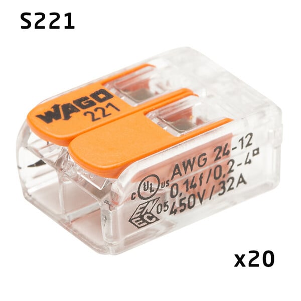 WAGO - Blister panaché de 40 bornes de connexion automatique 2,3 et 5 entrées  S221 - large