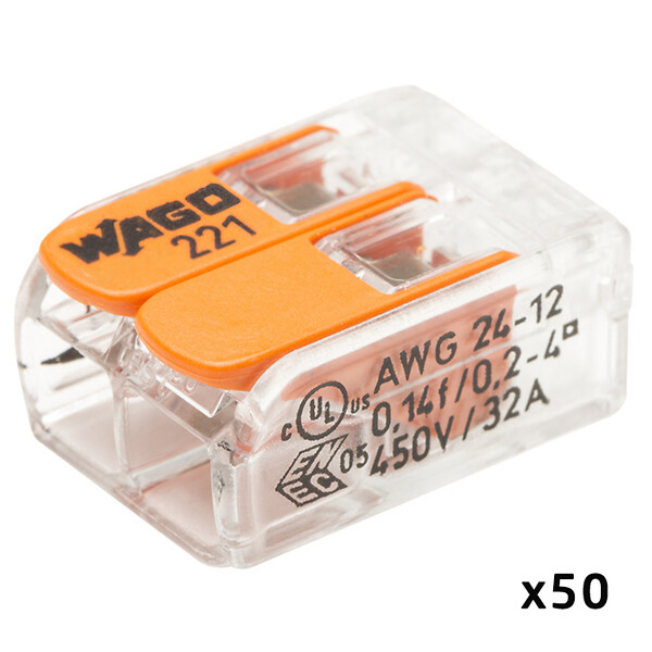 WAGO - Pot de 50 bornes de connexion automatique 2 entrées S221 - large