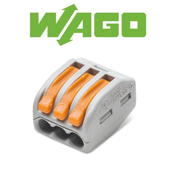 WAGO - Sachet de 15 bornes de connexion automatique 3 entrées S222 - large