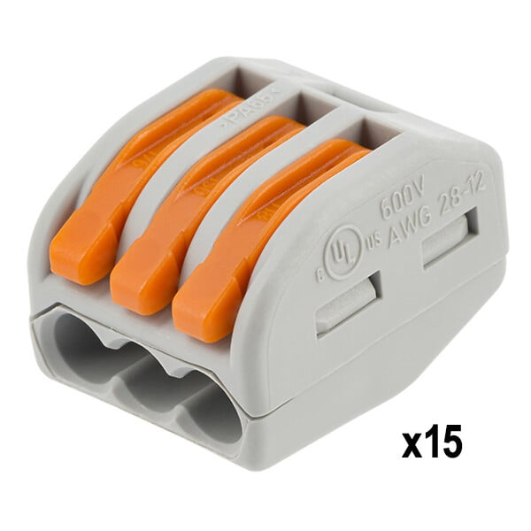 WAGO - Sachet de 15 bornes de connexion automatique 3 entrées S222 - large