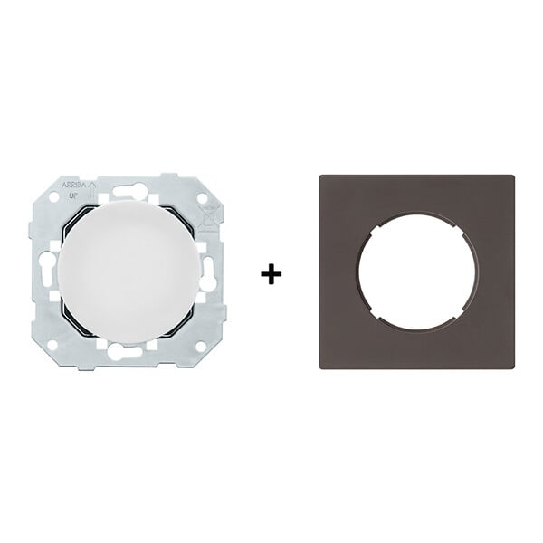 FONTINI - Obturateur blanc DOM + plaque simple taupe - large