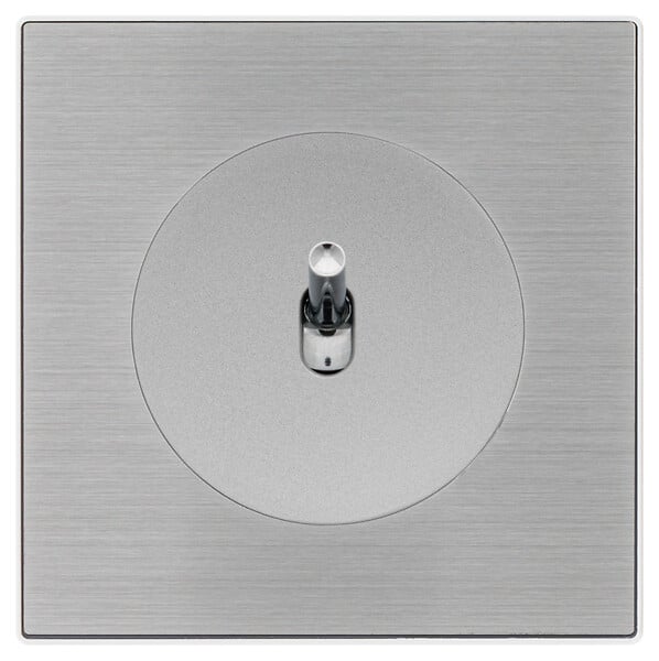 FONTINI - Bouton poussoir ALU avec manette chrome DOM et plaque simple métallisée gris – Design moderne et fonctionnalité élégante - large