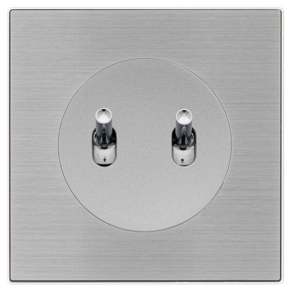 FONTINI - Double bouton poussoir ALU avec manette chrome DOM et plaque simple métallisée gris – Commande élégante et pratique pour un contrôle optimisé - large