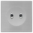 FONTINI - Double bouton poussoir ALU avec manette chrome DOM et plaque simple métallisée gris – Commande élégante et pratique pour un contrôle optimisé - vignette