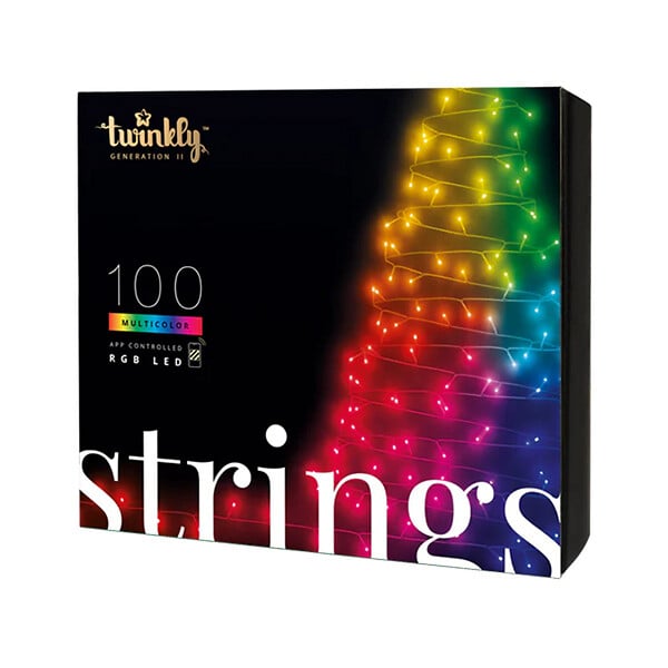 TWINKLY - Twinkly Strings – Guirlande Lumineuse à LED Contrôlée par Application avec 100 LED RVB. 8 Mètres. Fil Noir. Intérieur et Extérieur-TWINKLY - large