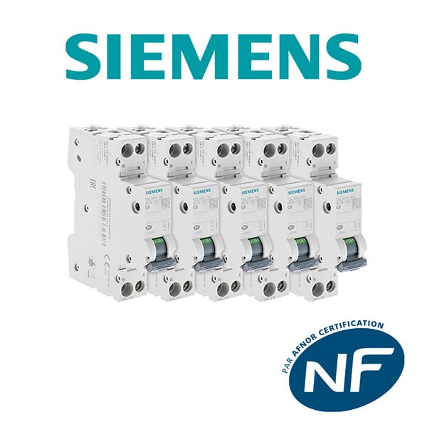 SIEMENS - Lot de 5 Disjoncteurs électriques phase + neutre 2A-SIEMENS - large