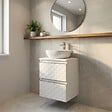 SWISS AQUA TECHNOLOGIES - Swiss Aqua Technologies Armoire murale salle de bain 32,5 x 51 x 33 cm – meuble bas – façade 3D décor pyramide – blanc mat – Cube Way (CUBE3DN322ZBP) - vignette