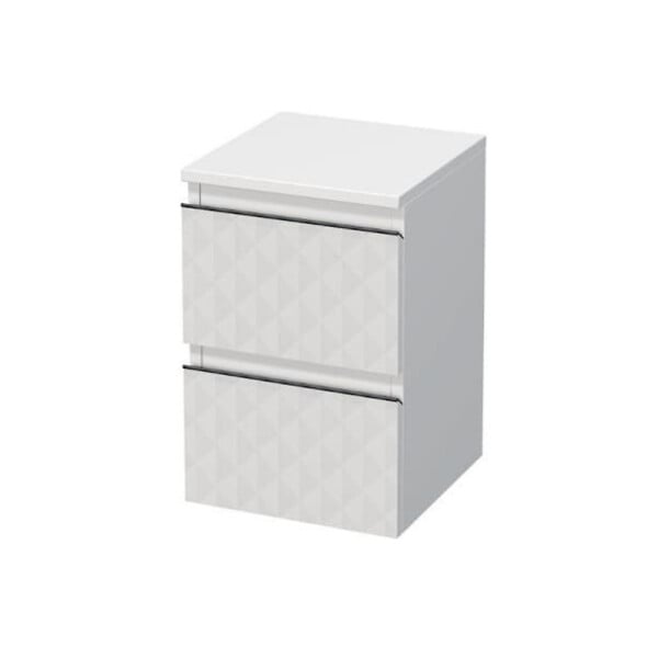 SWISS AQUA TECHNOLOGIES - Swiss Aqua Technologies Armoire murale salle de bain 32,5 x 51 x 33 cm – meuble bas – façade 3D décor pyramide – blanc mat – Cube Way (CUBE3DN322ZBP) - large