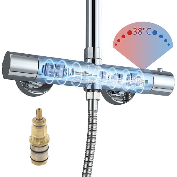 AICA SANITAIRE - AICA Colonne de douche thermostatique, avec mitigeur thermostatique - large