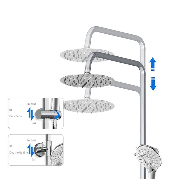 AICA SANITAIRE - AICA Colonne de douche thermostatique, avec mitigeur thermostatique - large