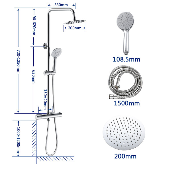 AICA SANITAIRE - AICA Colonne de douche thermostatique, avec mitigeur thermostatique - large
