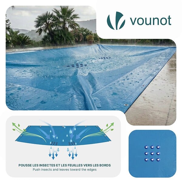 VOUNOT - Bache piscine rectangulaire en Polyethylene 160 gr/m2 8x14m Bleue foncé - large