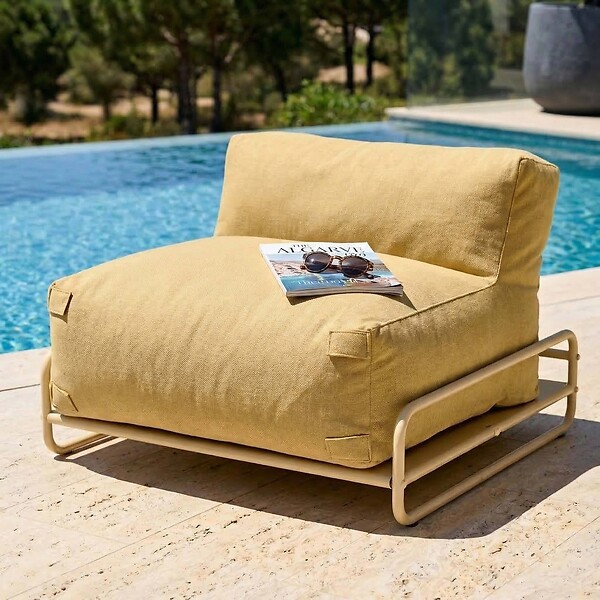 OVIALA - Chauffeuse pour salon de jardin modulable avec structure jaune clair  - Mixi - large