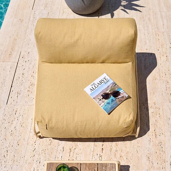 OVIALA - Chauffeuse pour salon de jardin modulable avec structure jaune clair  - Mixi - large