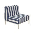 OVIALA - Chauffeuse rayé pour salon de jardin modulable en tissu bleu pacific - Patio - vignette