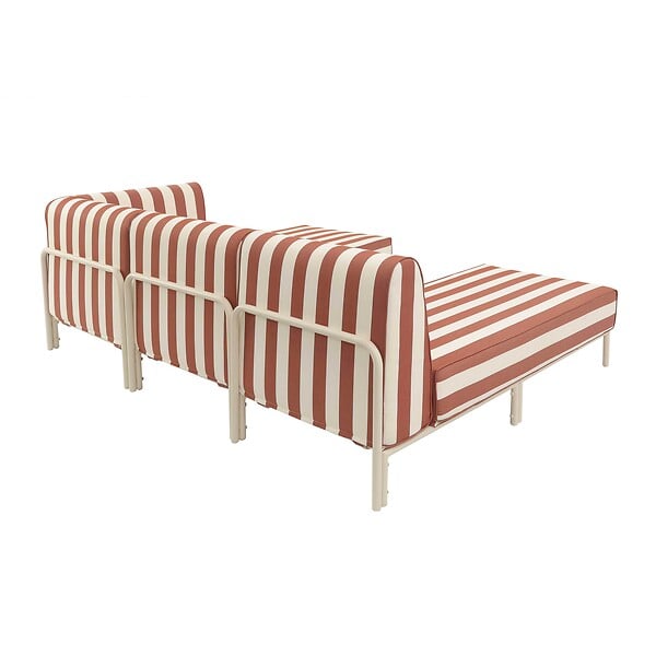OVIALA - Salon de jardin bas modulable rayé 4 places terracotta - Patio - large