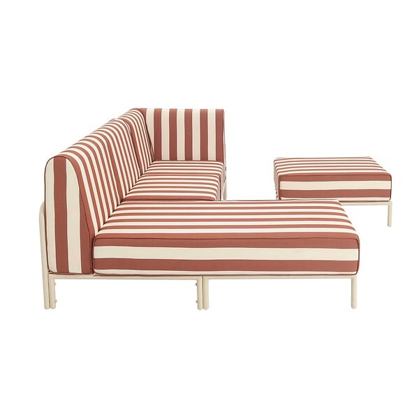 OVIALA - Salon de jardin bas modulable rayé 4 places terracotta - Patio - large
