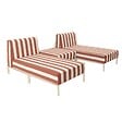 OVIALA - Salon de jardin bas modulable rayé 3 places terracotta - Patio - vignette