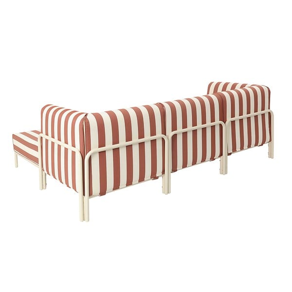 OVIALA - Salon de jardin bas modulable rayé 4 places terracotta - Patio - large