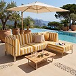 OVIALA - Salon de jardin bas modulable rayé 4 places jaune - Patio - vignette