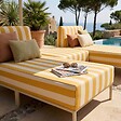 OVIALA - Salon de jardin bas modulable rayé 3 places jaune - Patio - vignette