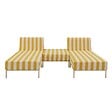 OVIALA - Salon de jardin bas modulable rayé 3 places jaune - Patio - vignette