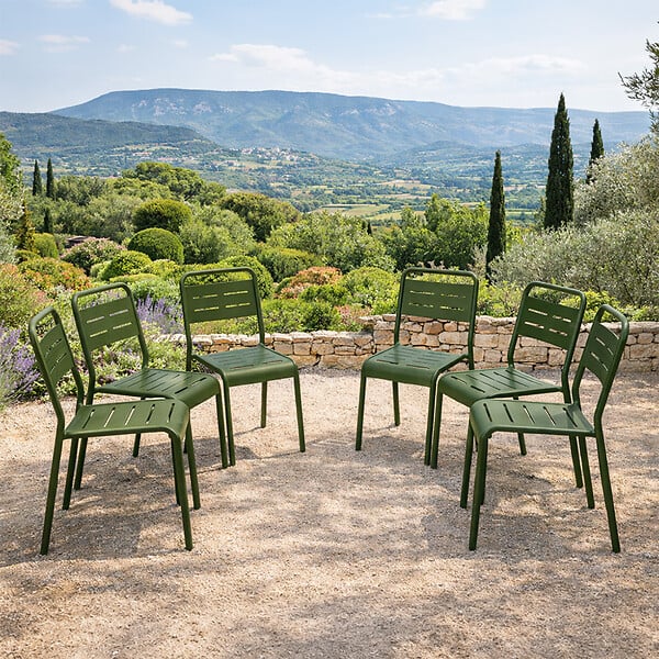 CONCEPT USINE - Lot de 6 chaises de jardin empilables vertes BERGAME - large