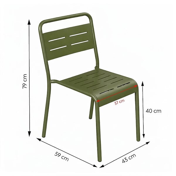CONCEPT USINE - Lot de 6 chaises de jardin empilables vertes BERGAME - large
