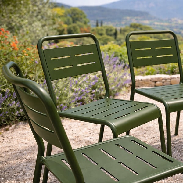 CONCEPT USINE - Lot de 6 chaises de jardin empilables vertes BERGAME - large