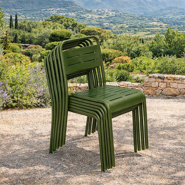 CONCEPT USINE - Lot de 6 chaises de jardin empilables vertes BERGAME - large
