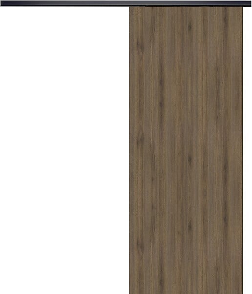 GD MENUISERIES - Porte Coulissante Décor Noyer Light Walnut H204 x L93 cm, Rail alu Bandeau noir - large