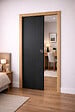 GD MENUISERIES - Porte Coulissante Effet Chêne Anthracite Grey Oak H204 x L93 cm,Galandage, kit finition - vignette
